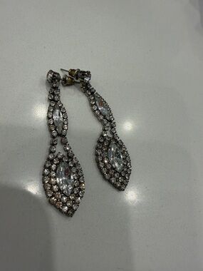 Vintage Crystal Teardrop Dangle Earrings